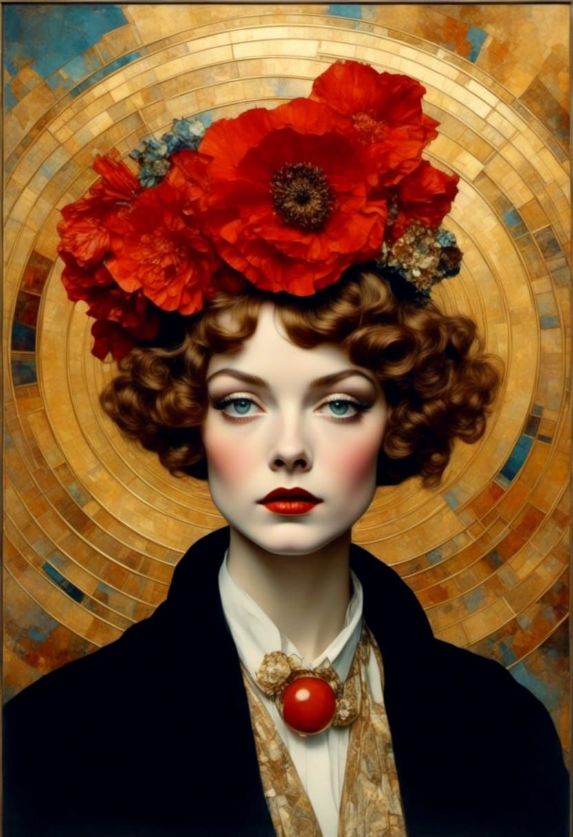 Jazz Age Woman in Psychedelic Pop Art Style