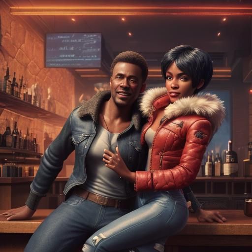 Couple Dancing in Bar as 3D Digital Art