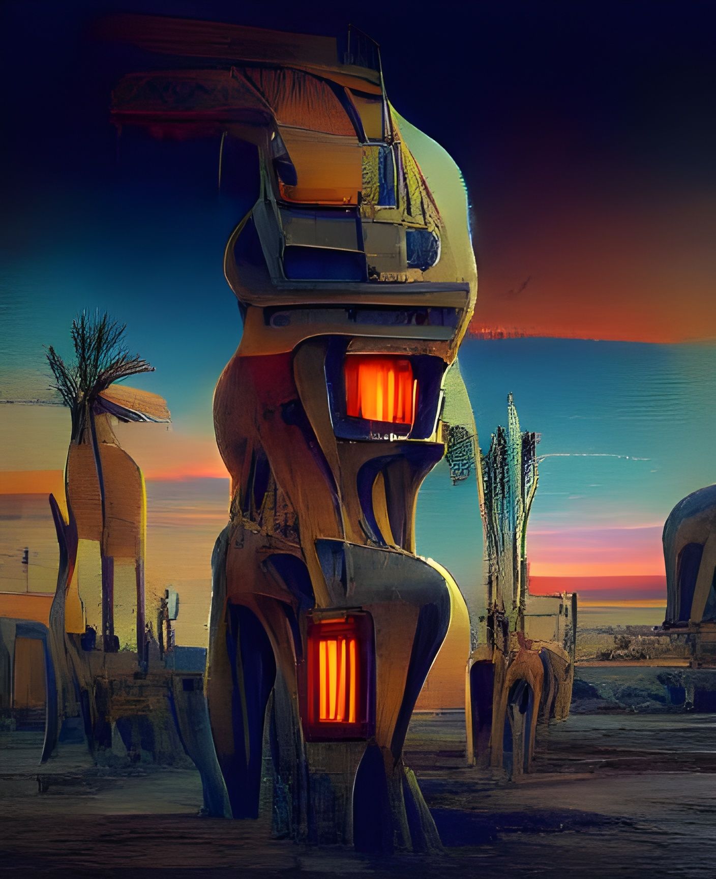 Futuristic Desert Settlement in Post-Apocalyptic Style