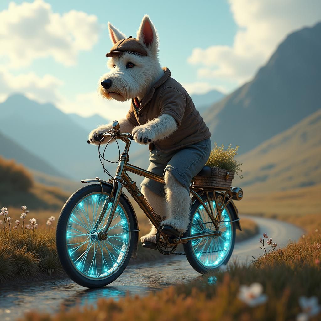 Westie on Wheels: A Fantastical Matte Painting