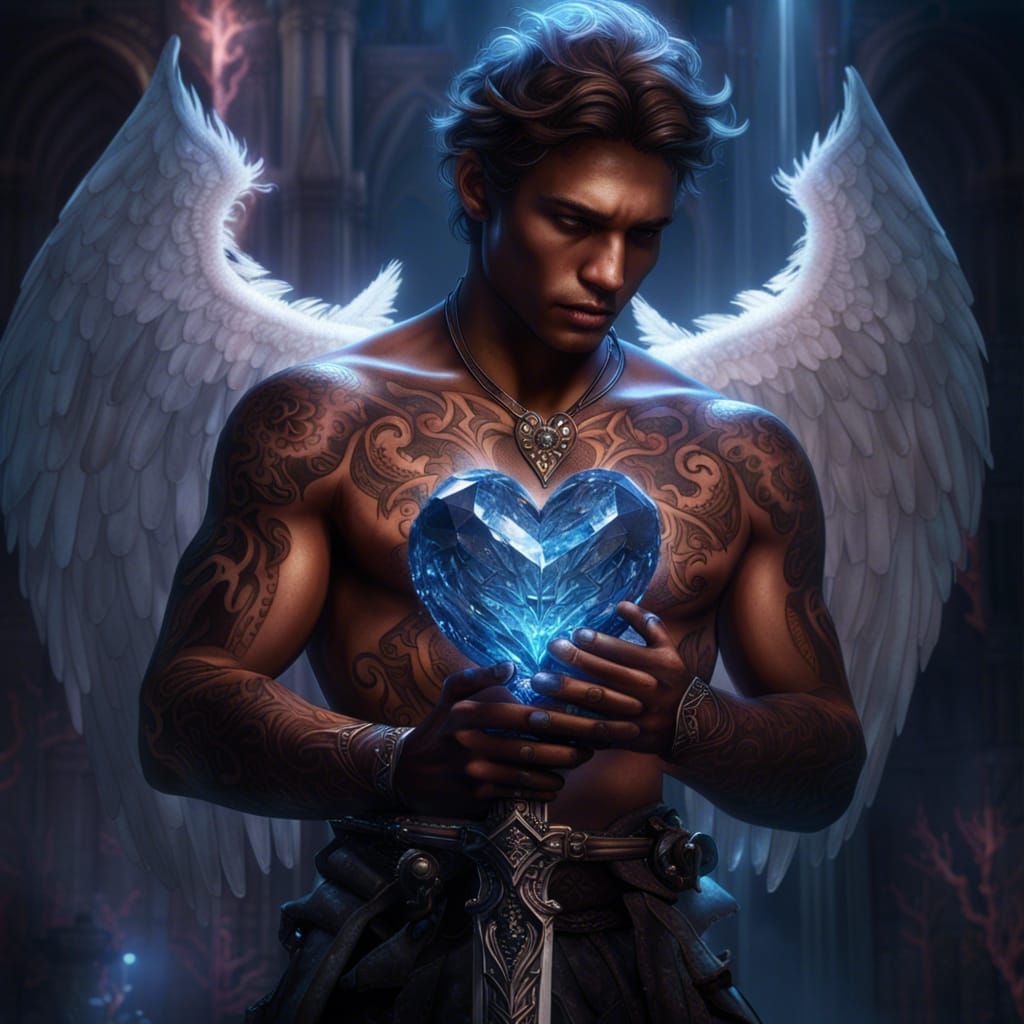 Angel with Crystal Heart and Sword