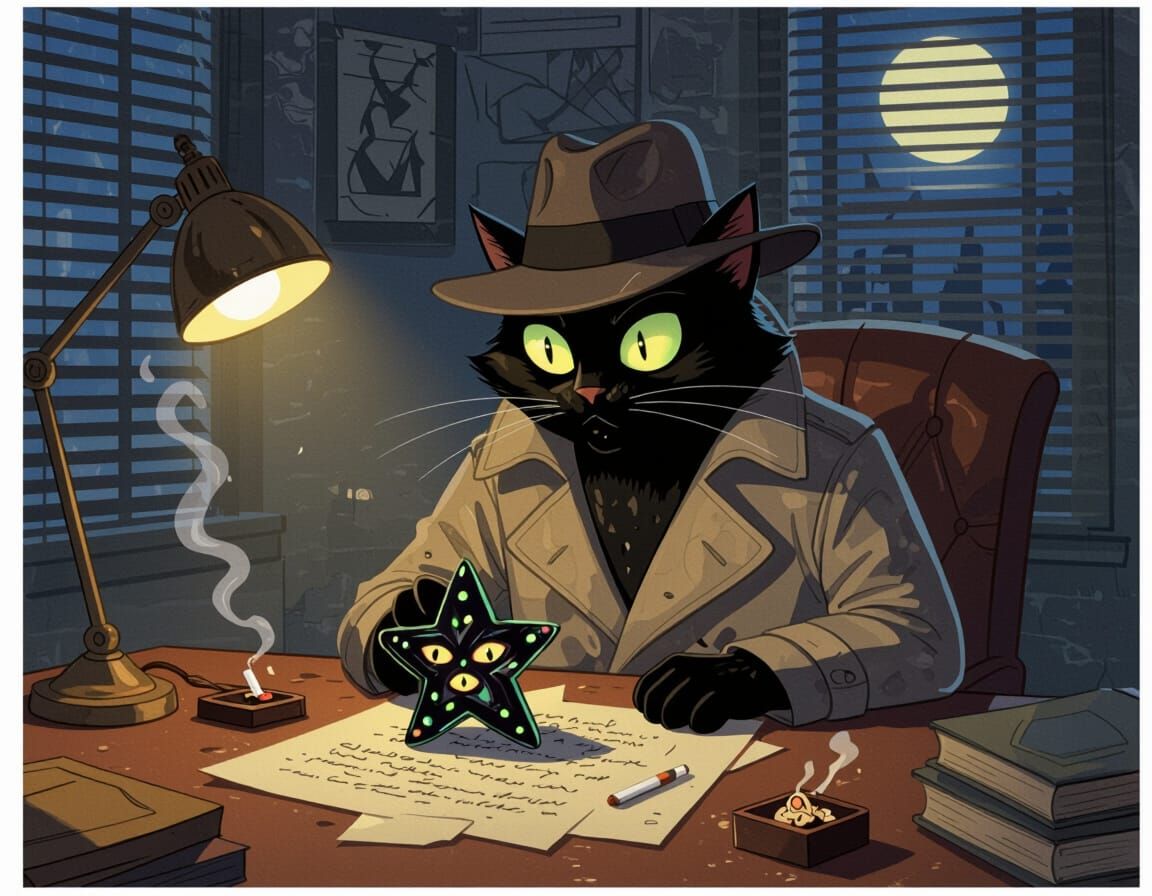 Black Cat Detective Investigates Idol in Noir Style