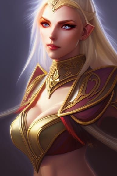Blood Elf Portrait in Hyperdetailed Digital Art Style