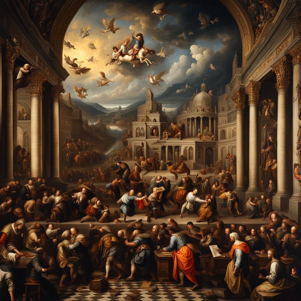 Hyperrealistic Renaissance Painting with Intricate Details