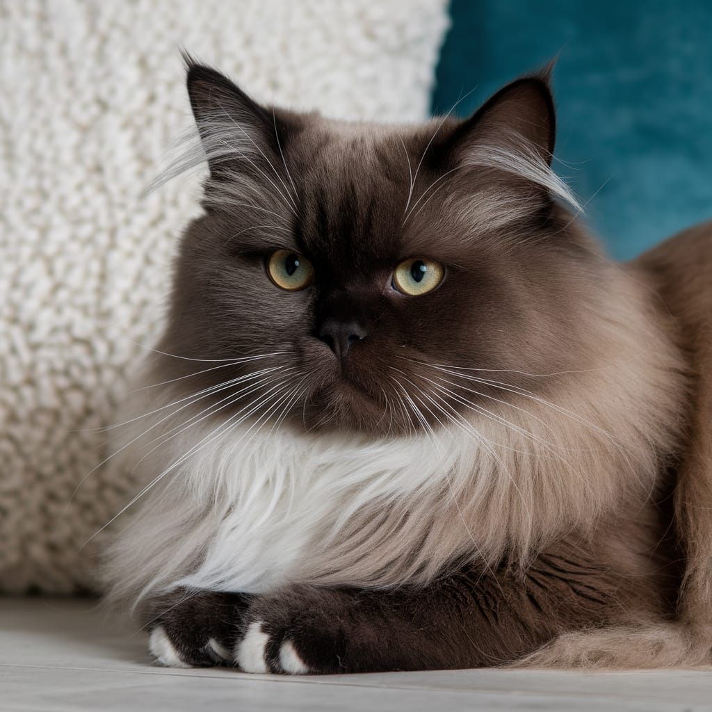 Majestic Himalayan Feline Hybrid in a Tibetan Landscape