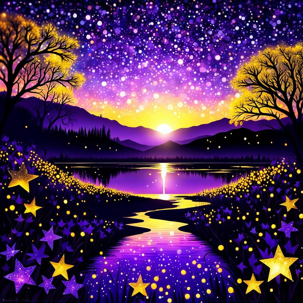 Spectacular Purple and Yellow Sunset with Reflections