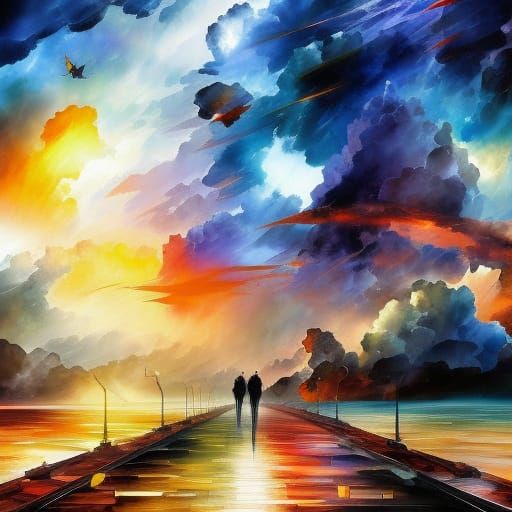 Imploding World: Watercolor Concept Art in 8K