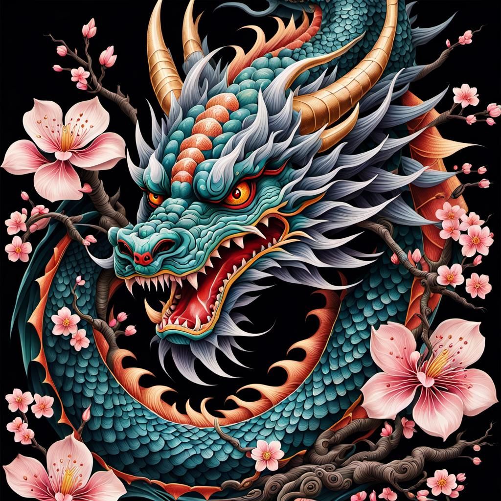 Dragon Tattoo in Japanese Irezumi Style