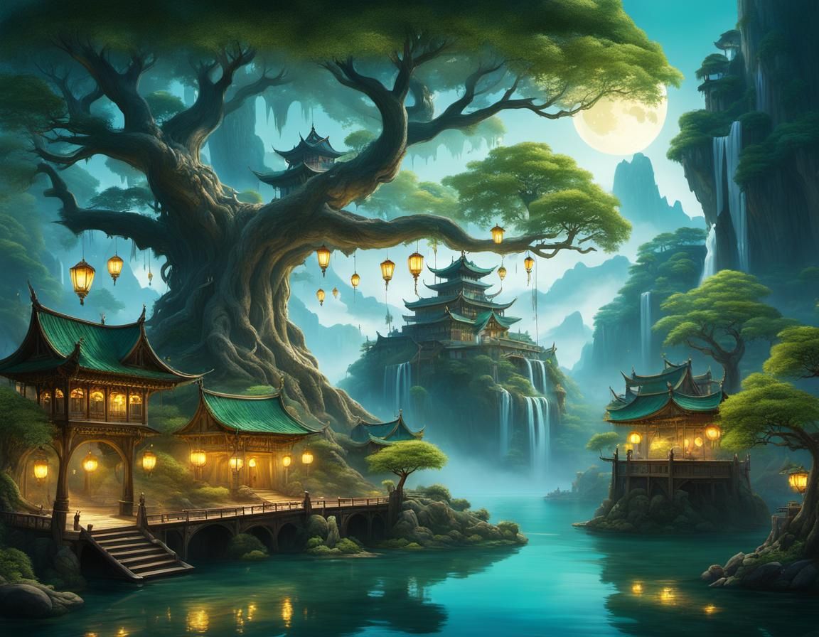Enchanted Tree City: A Fantasy Landscape