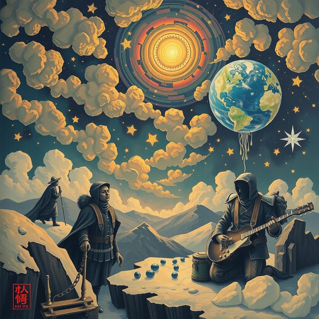 Figure Descends From The Stars in Cosmic Style