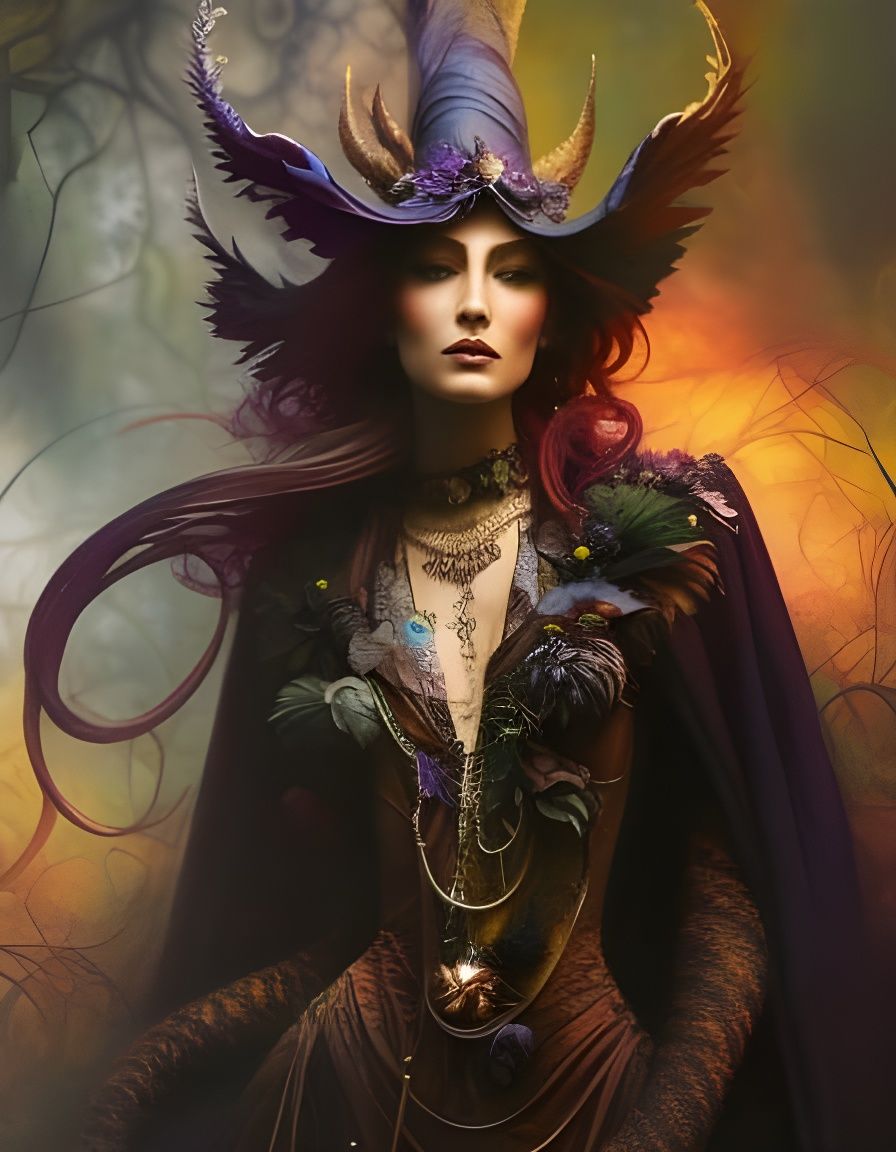 Intricate Flower Wizard Portrait in Fantasycore Style