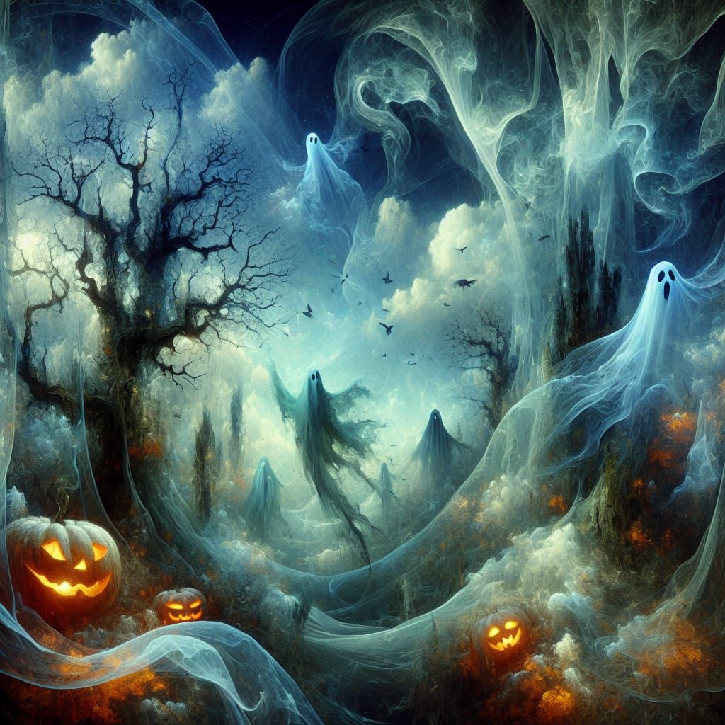 Ethereal All Hallows Eve: Spectral Spirits and Misty Scenes