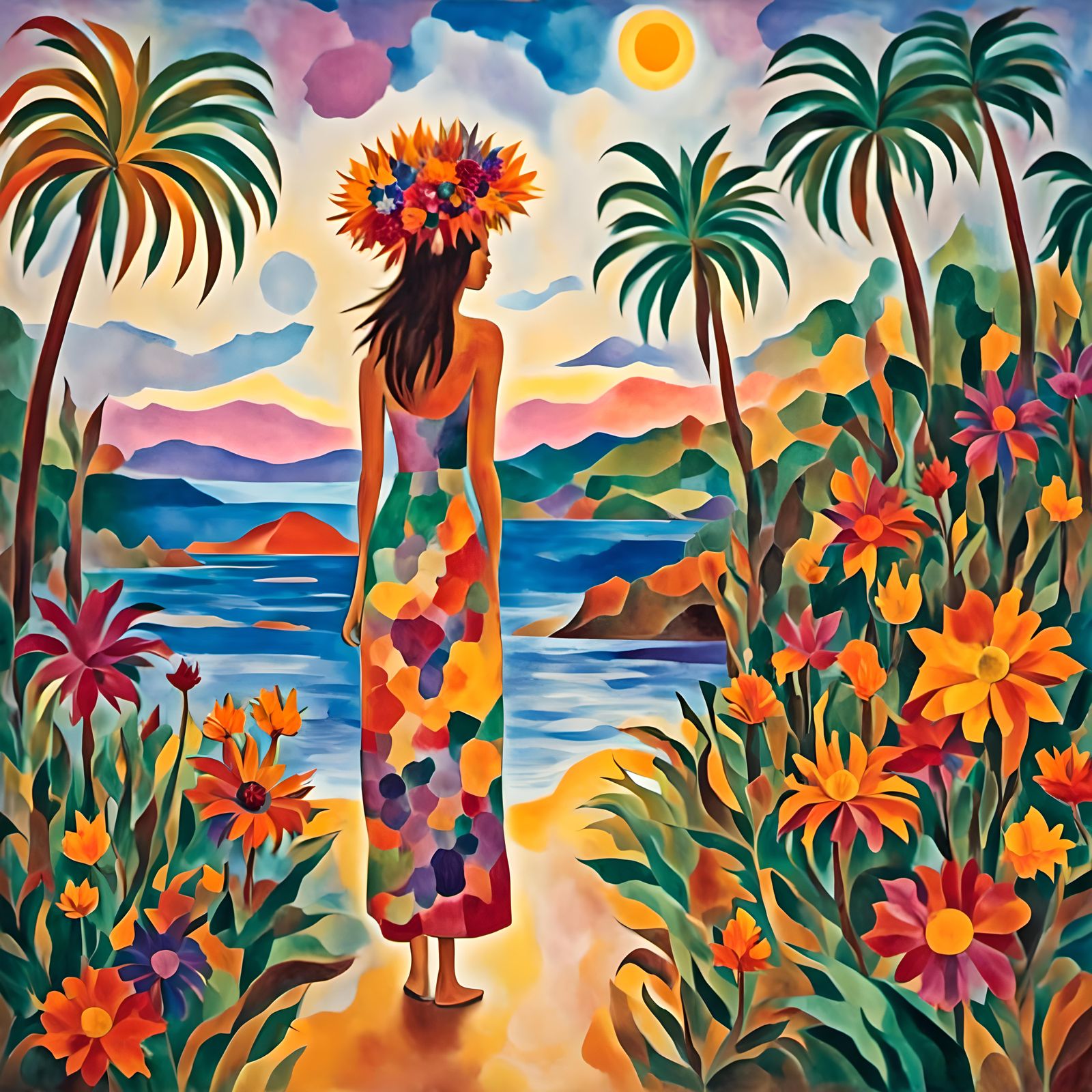 Vibrant Bali Daydream in Watercolour Style