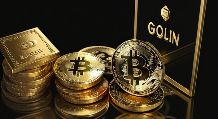 Cryptocurrency vs Precious Metals in a Darkened Background