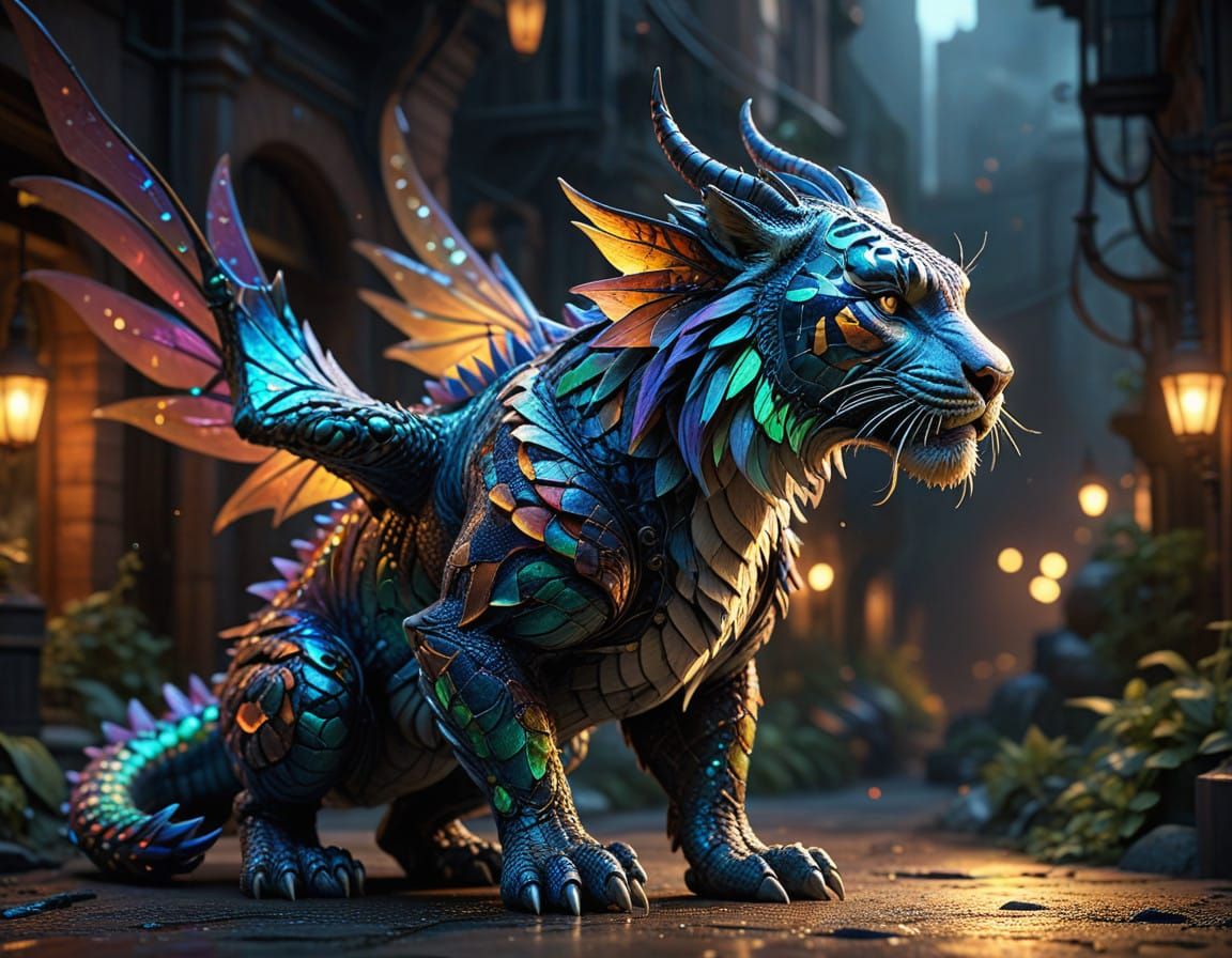 Majestic Fairy Dragon Tiger in Vibrant, Cinematic Landscape