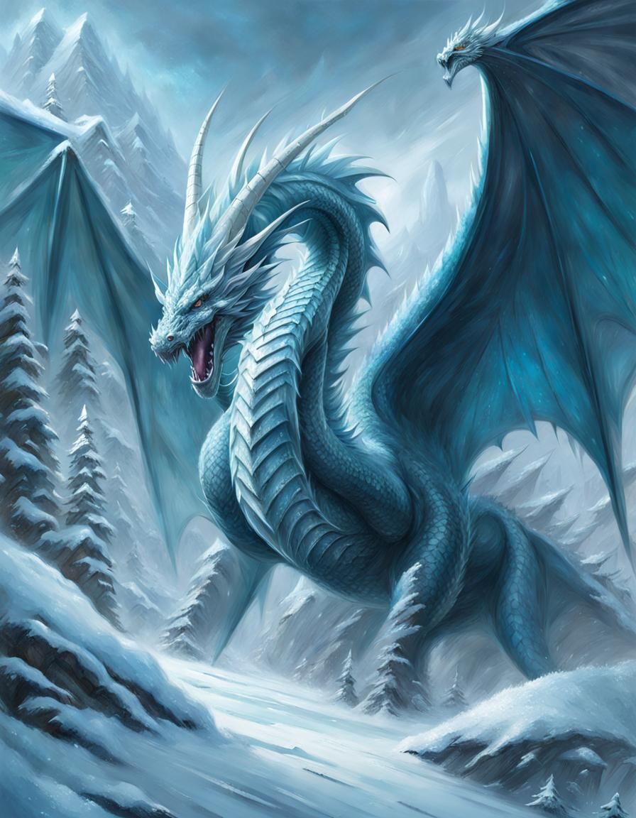 Frozen Dragon Encased in Glacier Ice