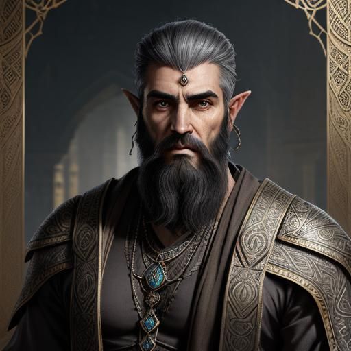 Dwemer Elf Portrait in Steampunk Fantasy Style