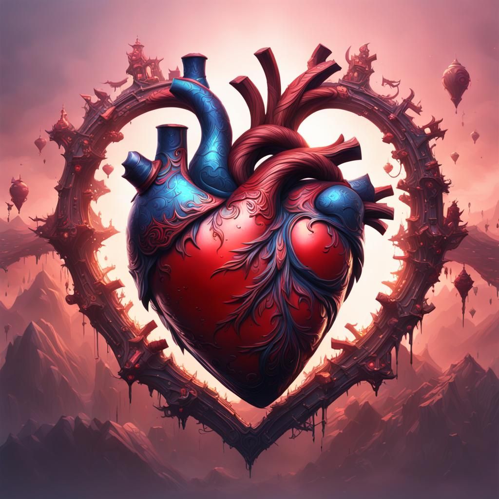 Detailed Heart Painting in Fantasy Concept Art
