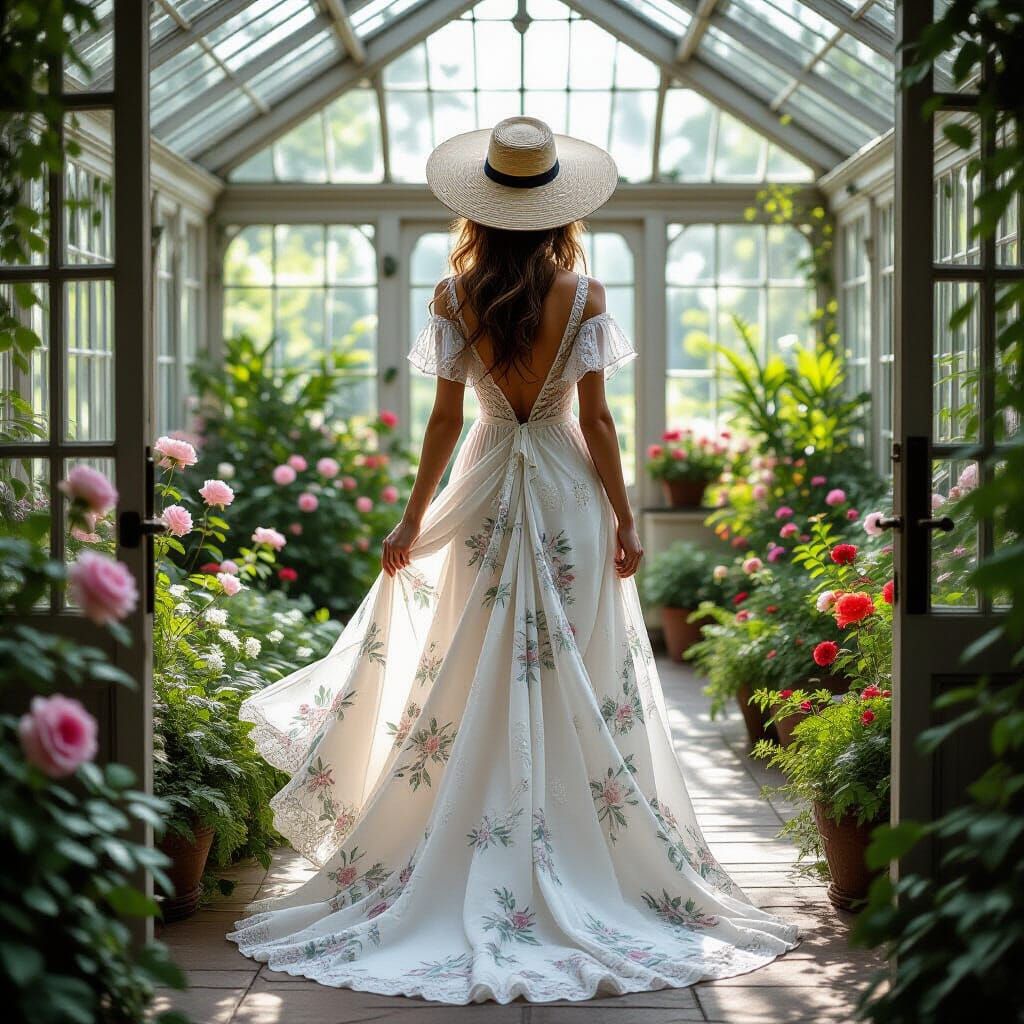 Elegant Faceless Woman in Victorian Gown, Digital Painting