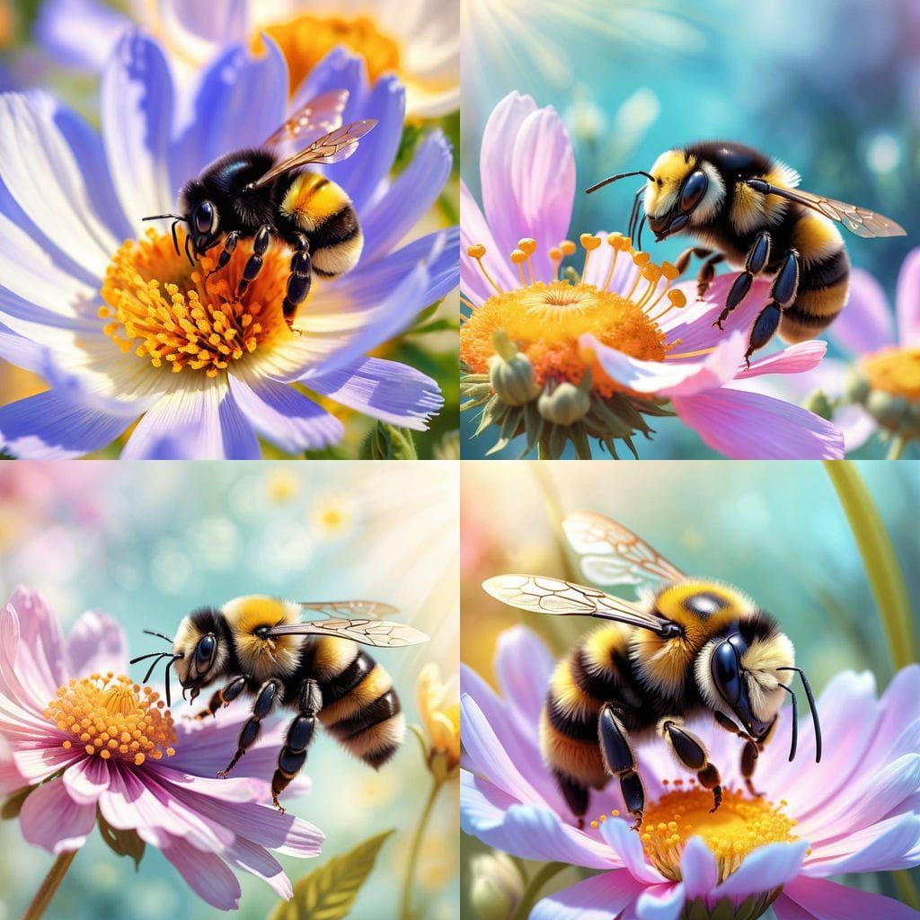 Sleepy Bumblebee Resting on a Flower