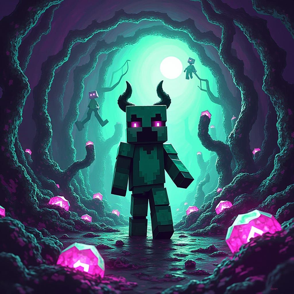 Minecraft Steve in The End: Graffiti Art