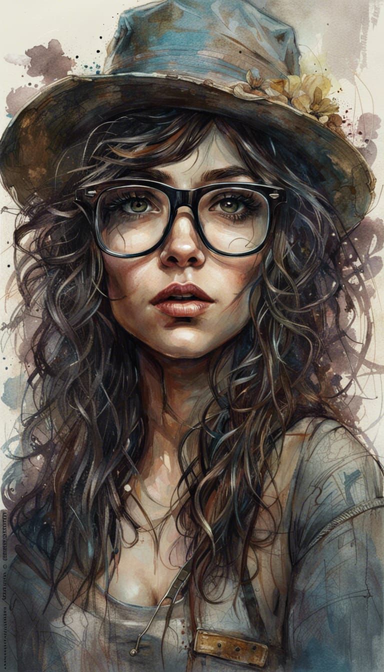 Dark Fantasy Portrait of Hipster Woman