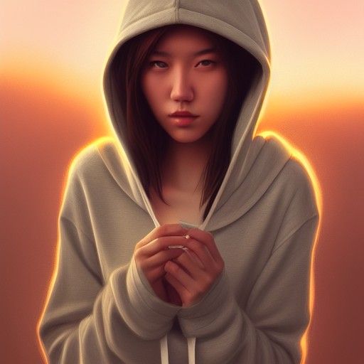Fantasy Portrait of Girl in Oversized Hoodie