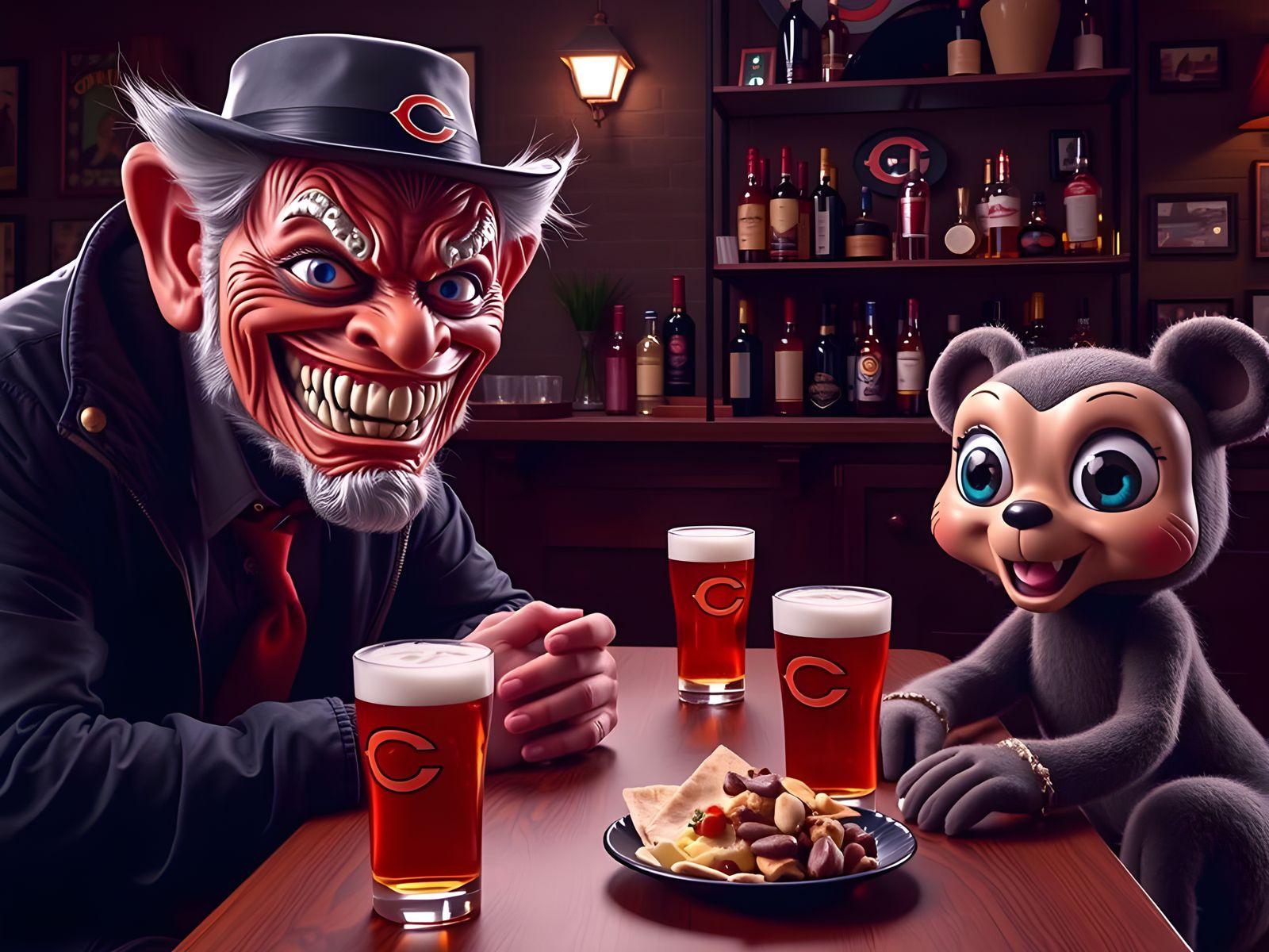 Chicago Bears Fan Cheers at Local Bar