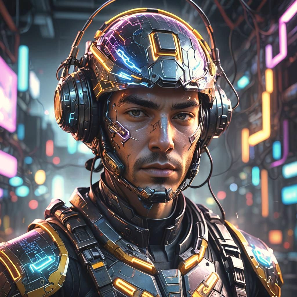 Detailed Portrait with Motion Blur by Greg Rutkowski