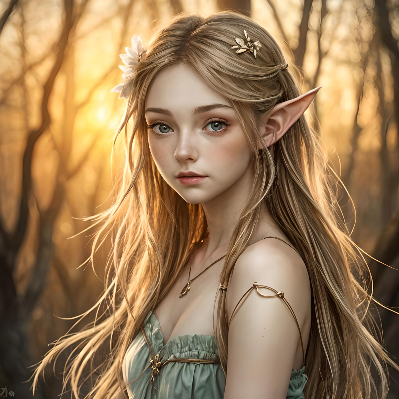 Beautiful Pale Wood Elf Portrait