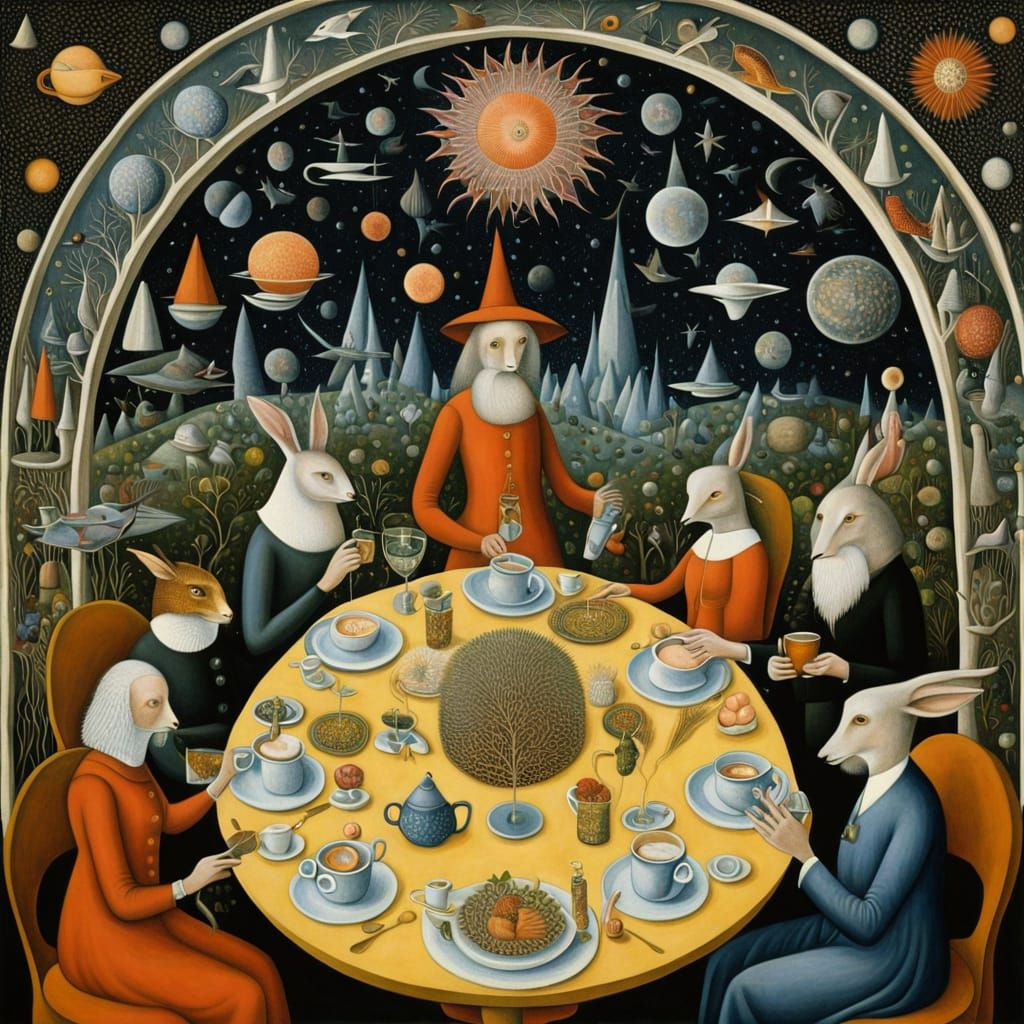 Psychedelic Utopia with Sacred Geometry, Oil Painting