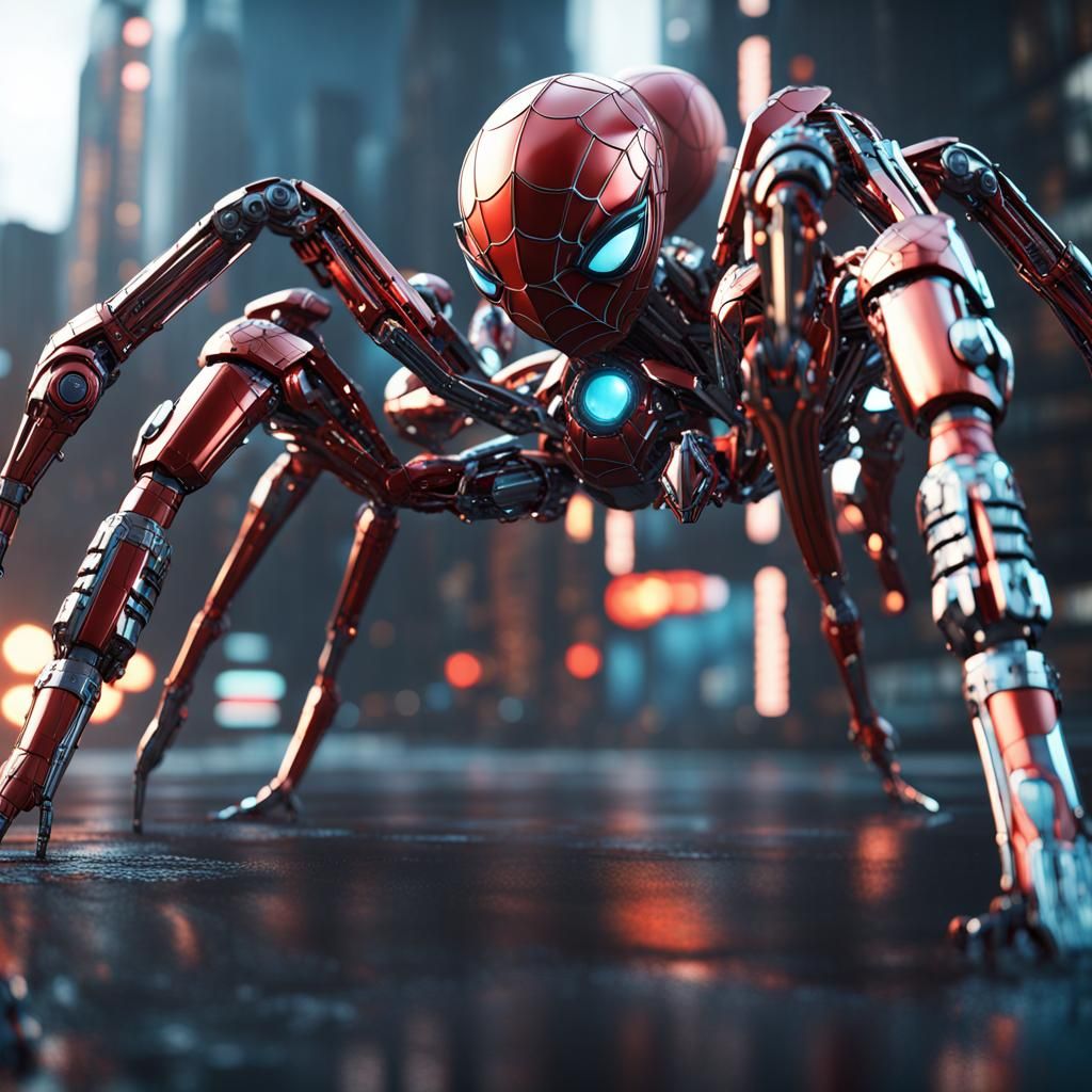 Futuristic Spider-Man with Intricate Mech Details