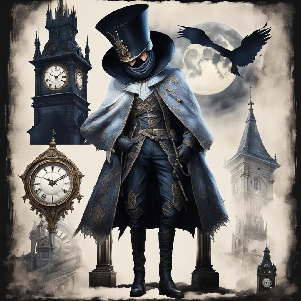 Epic Phantom Thief on Clock Tower at Night