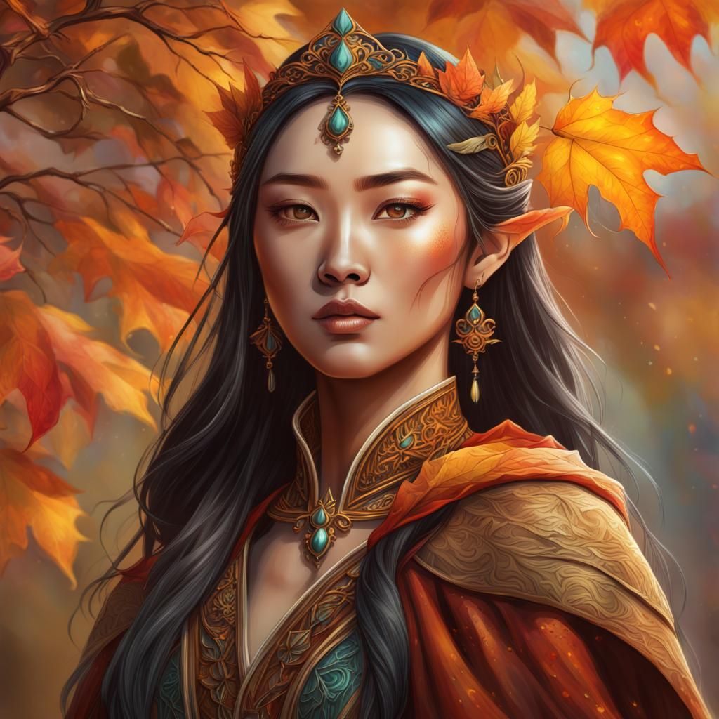 Asian Elf Princess Portrait in Hyperrealistic Style