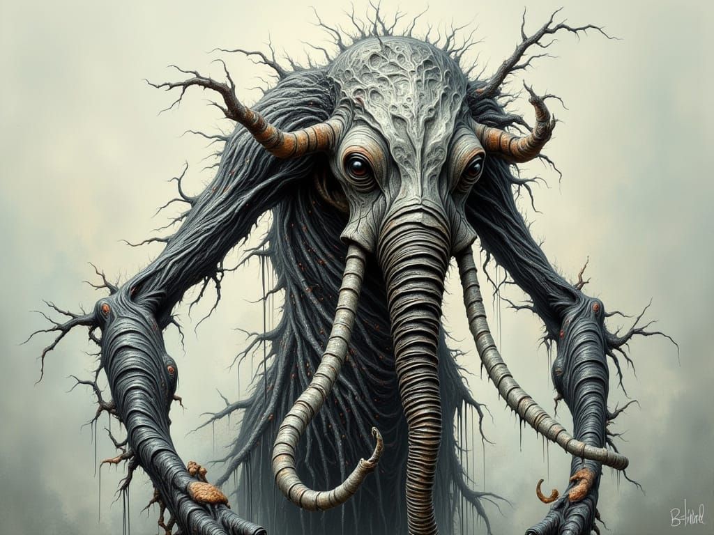 Ethereal Beast in Striped Abstraction