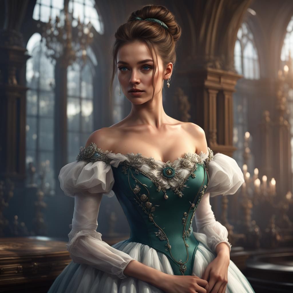 Teen Girl in Frilly Gown: Fantasy Concept Art