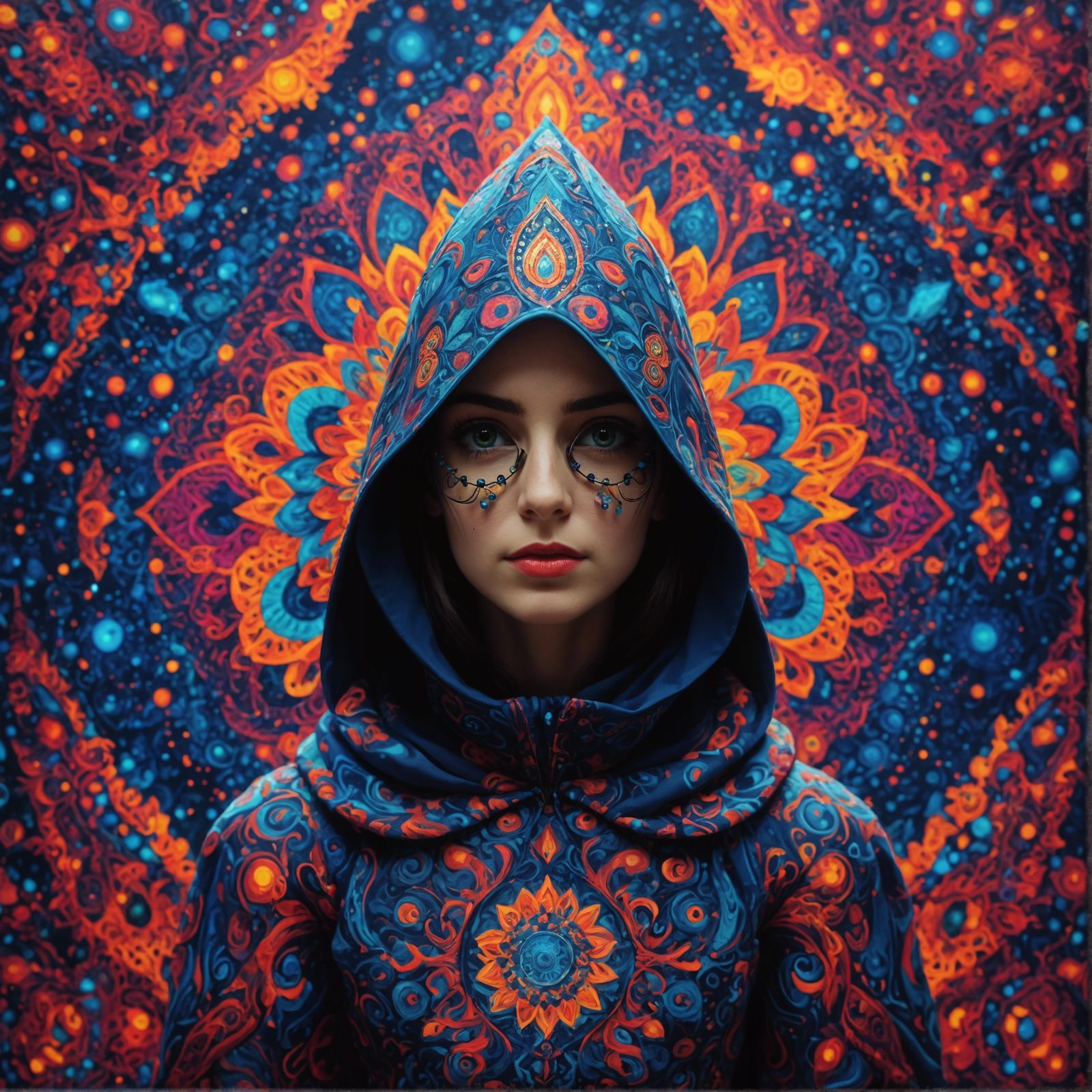 Abstract Portrait with Trippy Figures