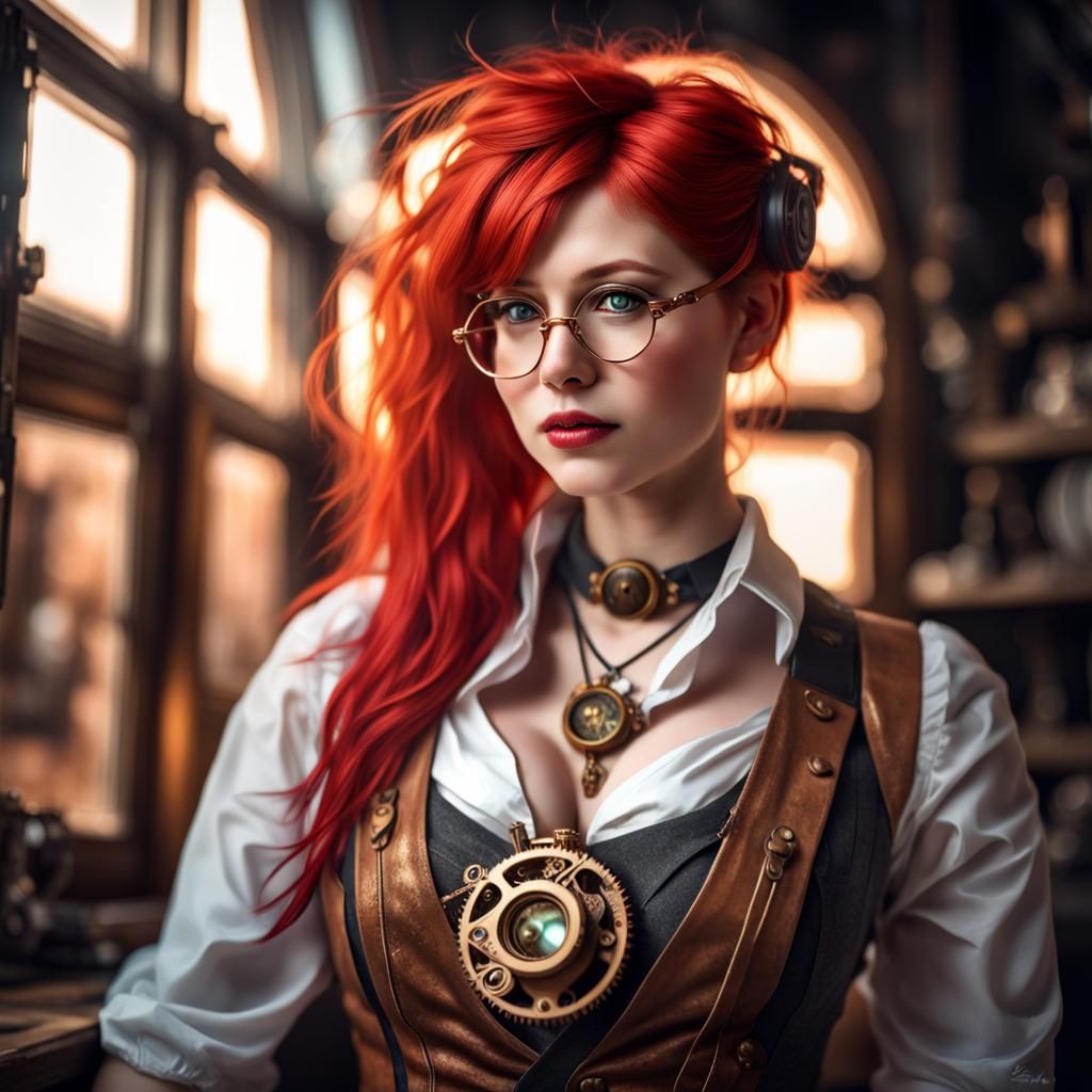 Steampunk Kitsune Girl: Hyper-Realistic Digital Art