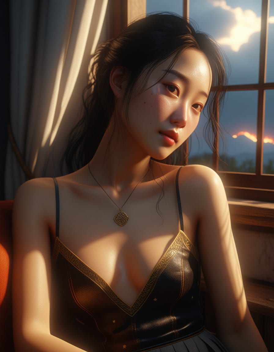 Ethereal Korean Beauty in Renaissance Twilight