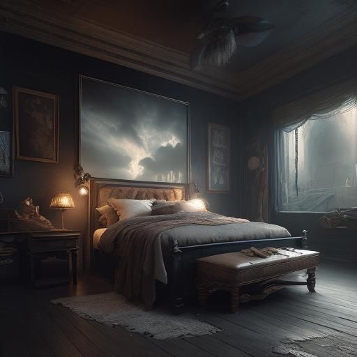 Black Baseball Cap on Bed: Detailed Digital Painting