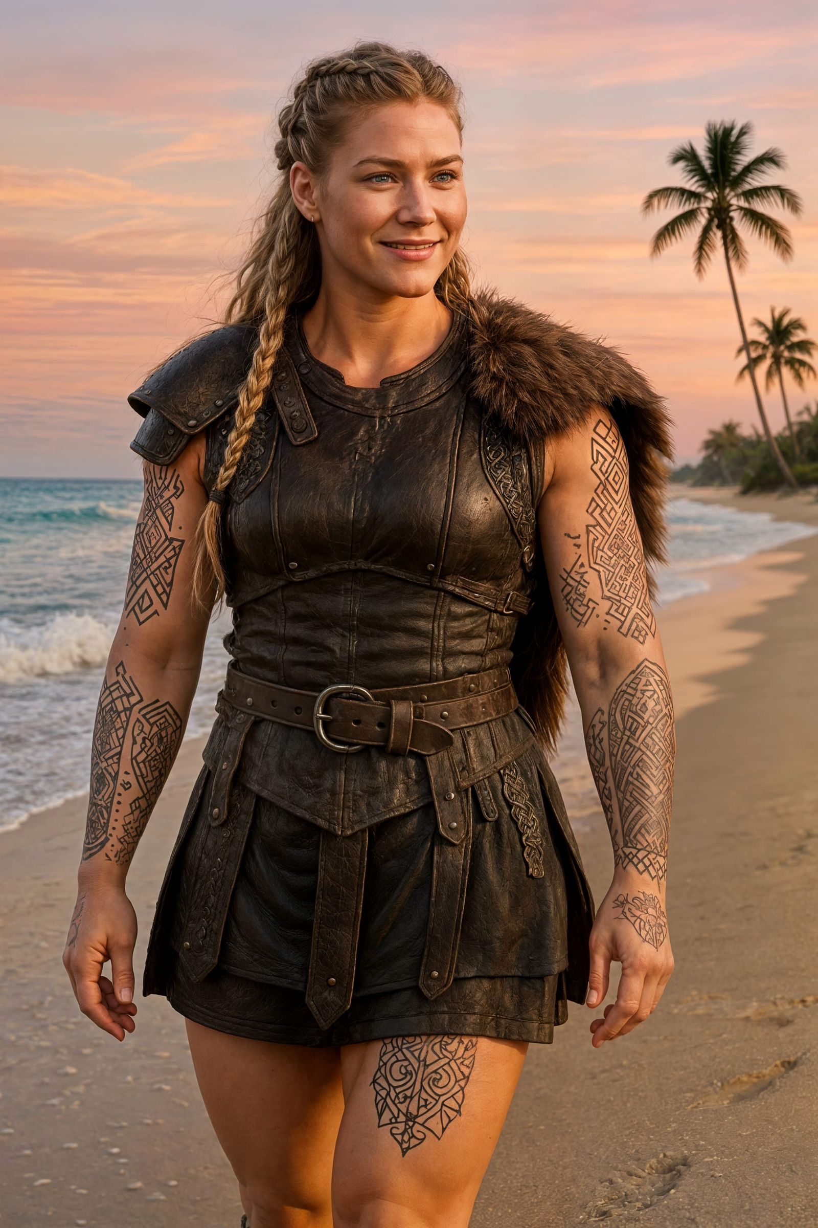 Viking Woman Portrait with Norse Tattoos in 8K