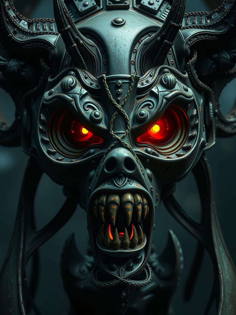 Haunting Face of Weed Eater Appliance in Dark Fantasy Style