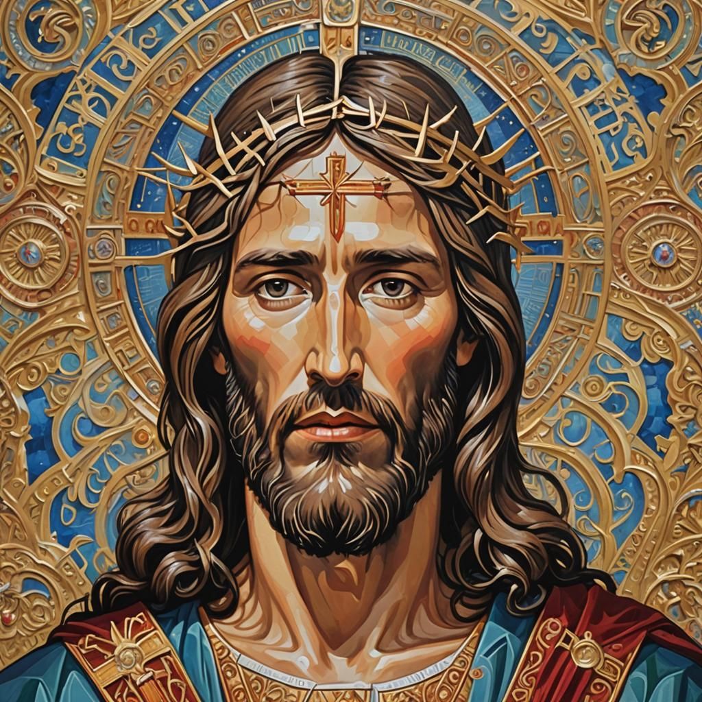 Detailed Gouache Painting of Jesus Christ
