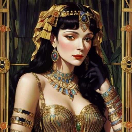 Vivien Leigh as Cleopatra: Art Deco Tiffany Glass Portrait