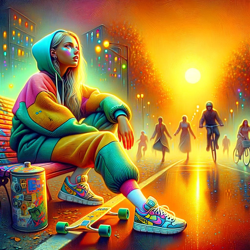 Futuristic Vixen in Neo-Retro Futurist Park