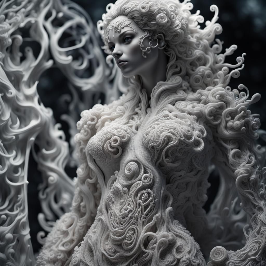 Hyperrealistic Foam Elemental Woman in HDR