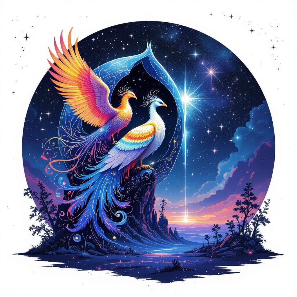 Cosmic Birdcage with Phoenix and Nebula