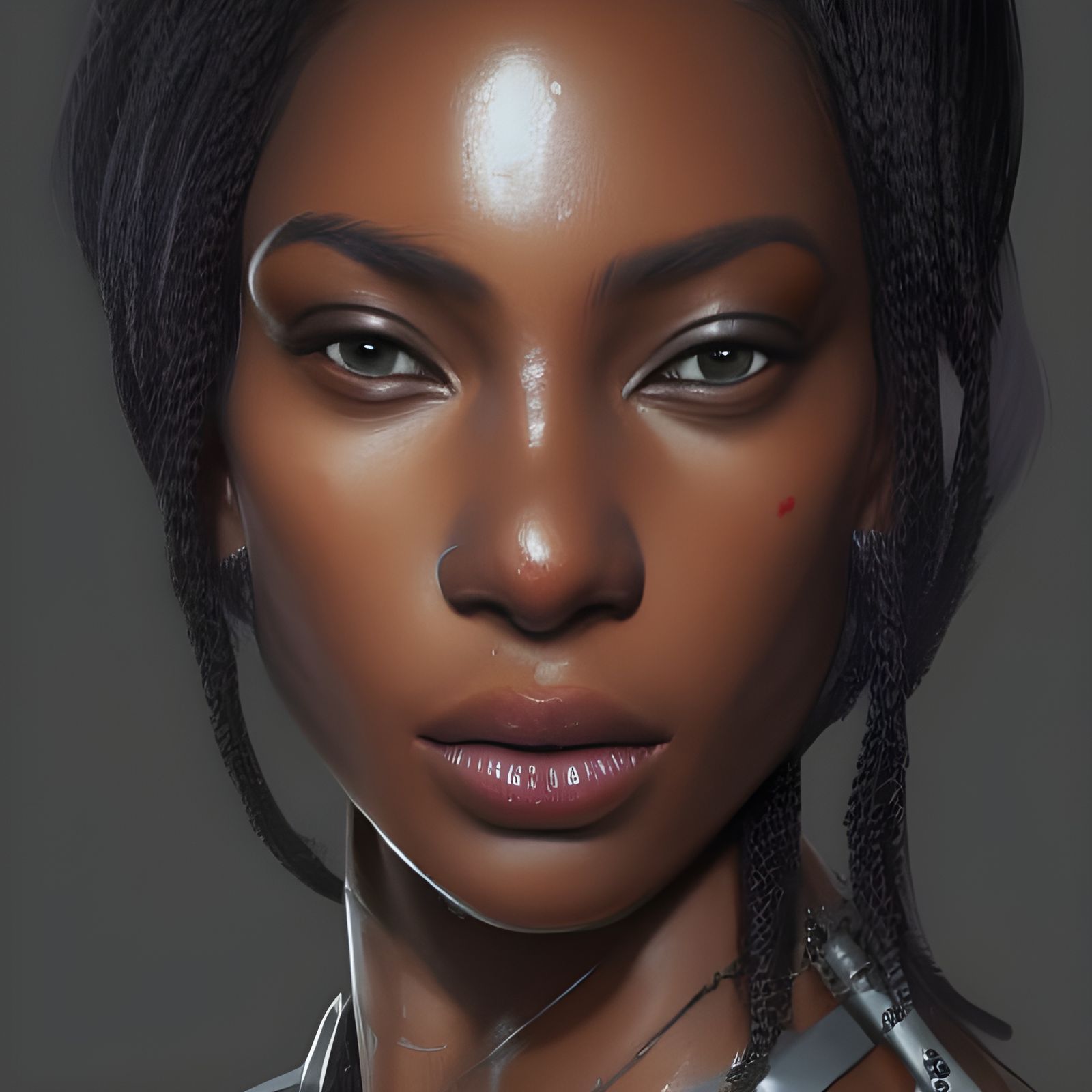Ebony Beauty Portrait in Art Nouveau Style