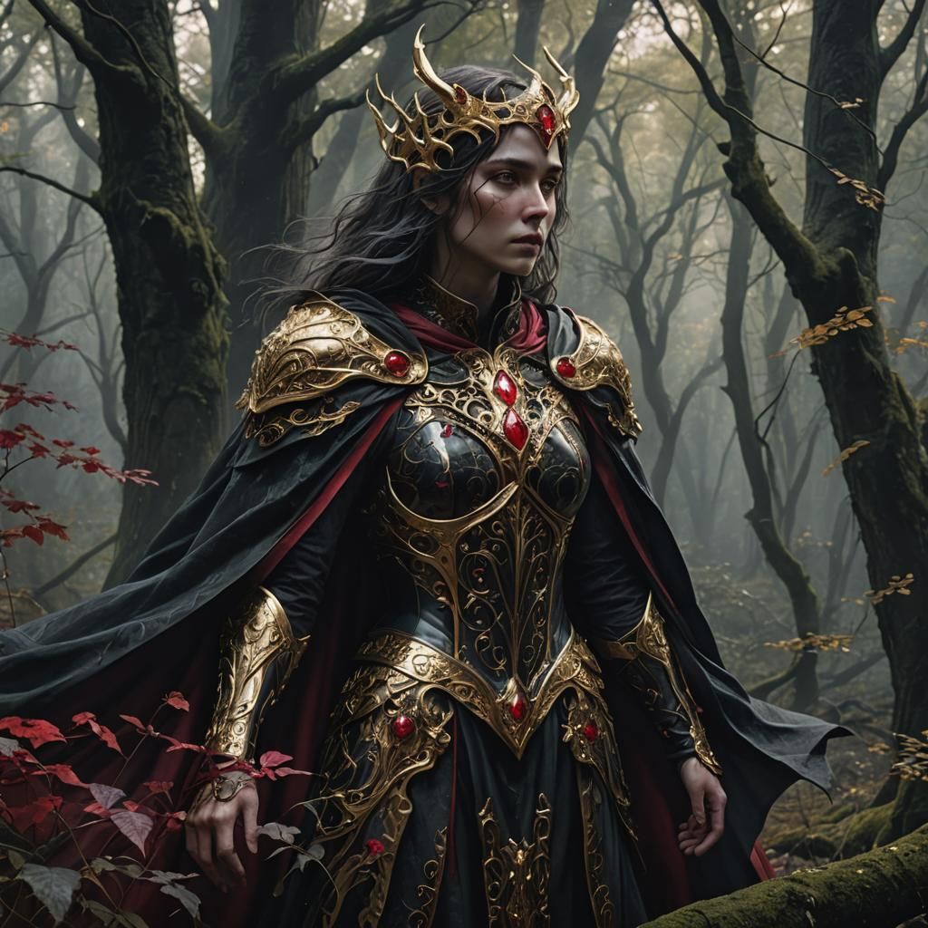 Dark Fantasy Wisp Hidden in Whispering Woods