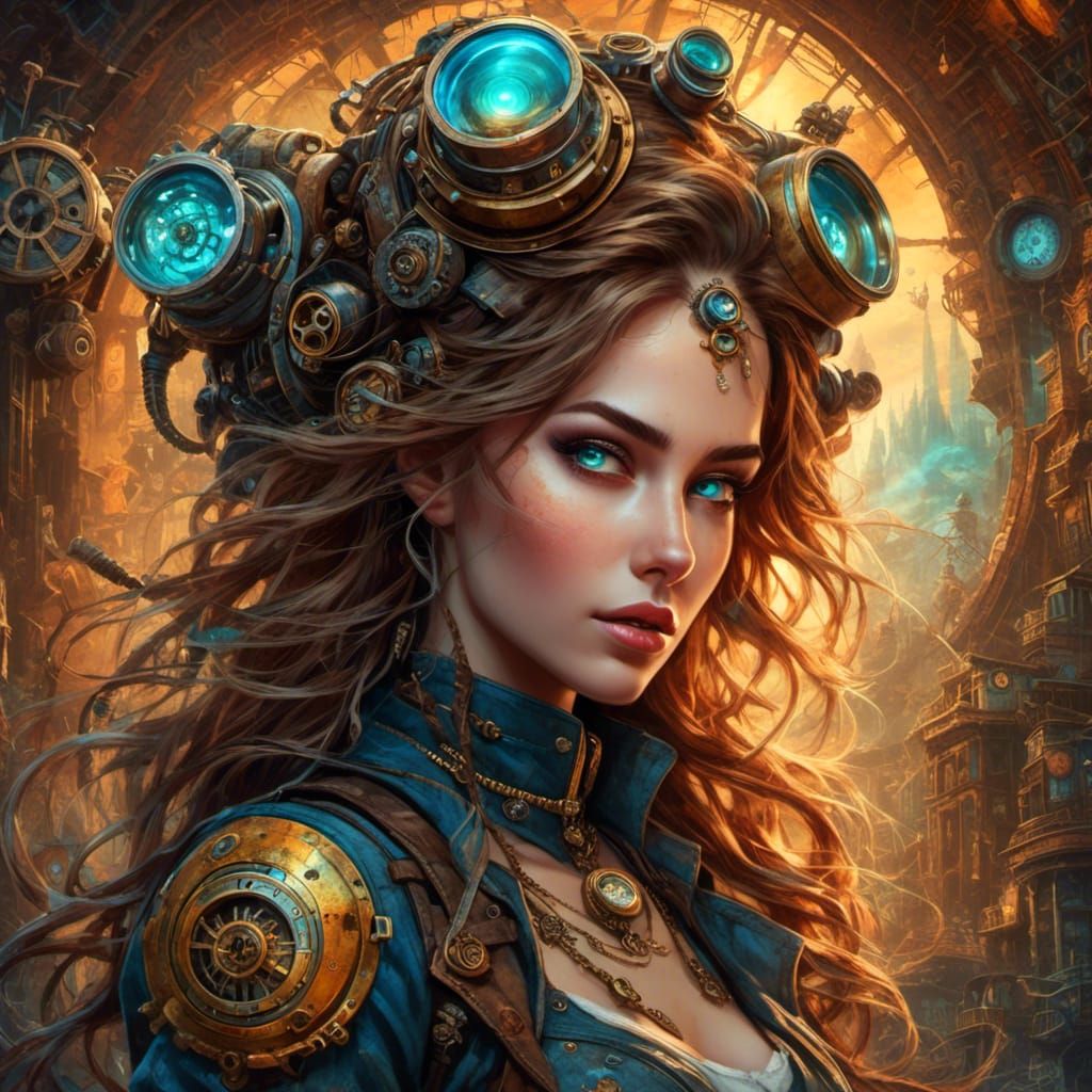 Steampunk Outer Space Goddess in Sci-Fi Style